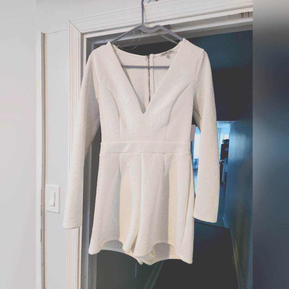 White Deep V Romper